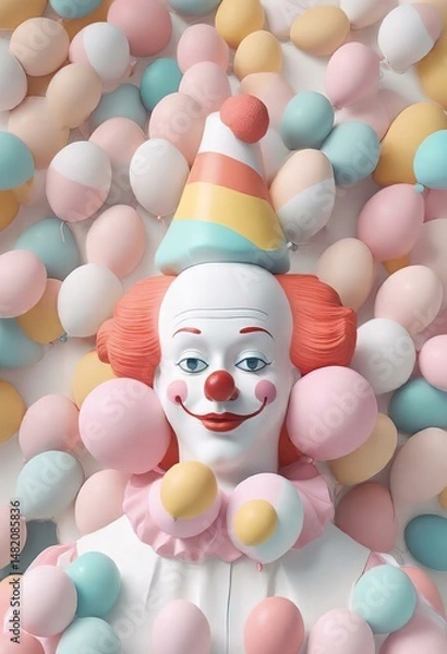 Fototapeta Clown statue on white background.