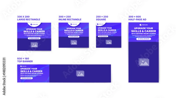 Fototapeta Web banner template for online course promotion