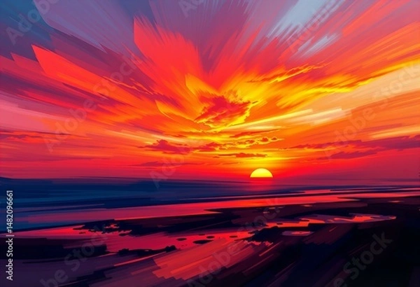 Fototapeta Abstract sunset with vibrant colors.