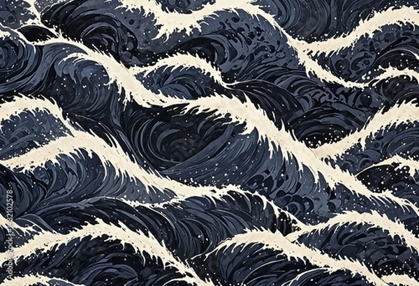 Fototapeta Stunning Ink textures forming a repeating wave-like pattern