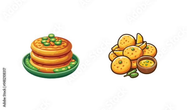 Obraz Spicy snacks vector.