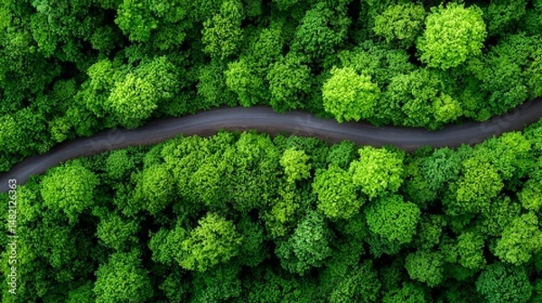 Fototapeta Forest Road Aerial View