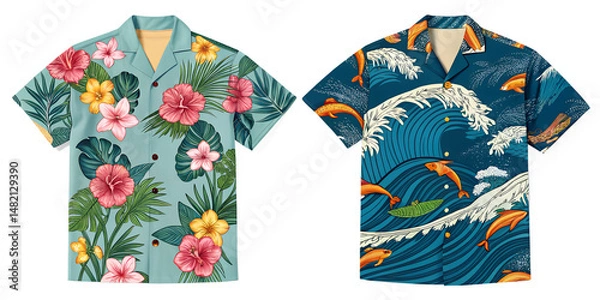 Obraz two different Hawaiian shirts isolated without background