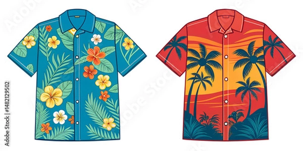Obraz two different Hawaiian shirts isolated without background