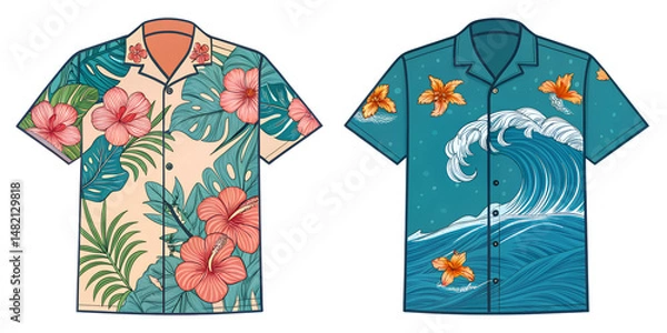Obraz two different Hawaiian shirts isolated without background