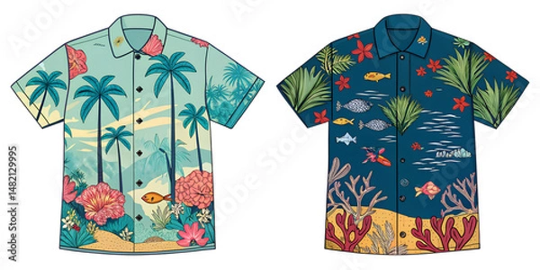 Obraz two different Hawaiian shirts isolated without background