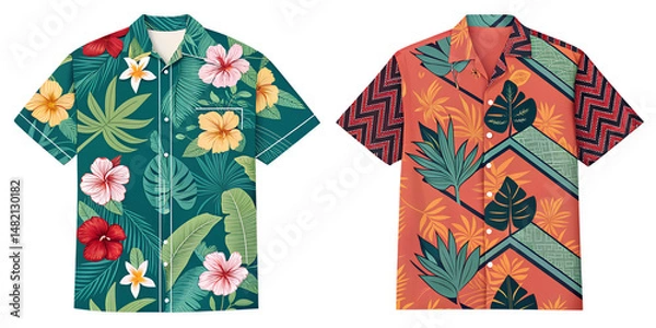 Obraz two different Hawaiian shirts isolated without background