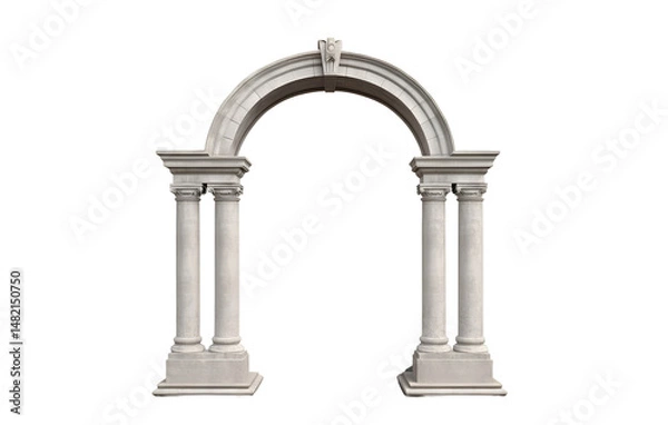 Fototapeta Classic Stone Archway with Ornate Columns and Base, Transparent PNG