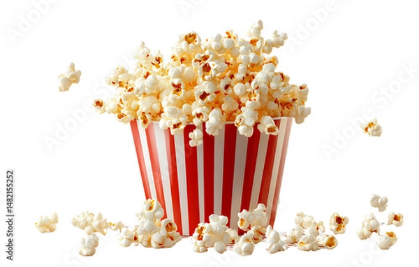 Fototapeta Popcorn Bucket Filled to the Top, Isolated on Transparent Background