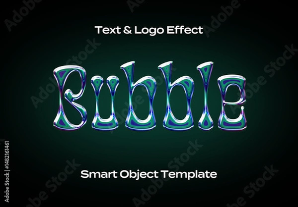 Fototapeta Bubble Glass Text Logo Style Effect Mockup Logotype Template Shape