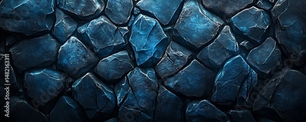 Obraz Dark blue stone wall texture