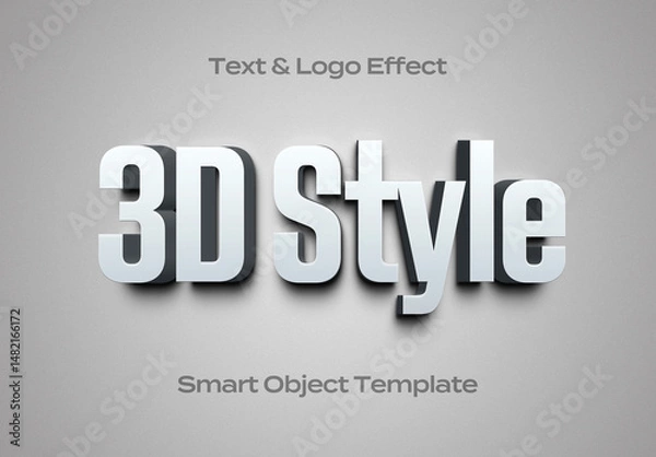 Fototapeta 3D Text Logo Style Effect Mockup Logotype Template Shape