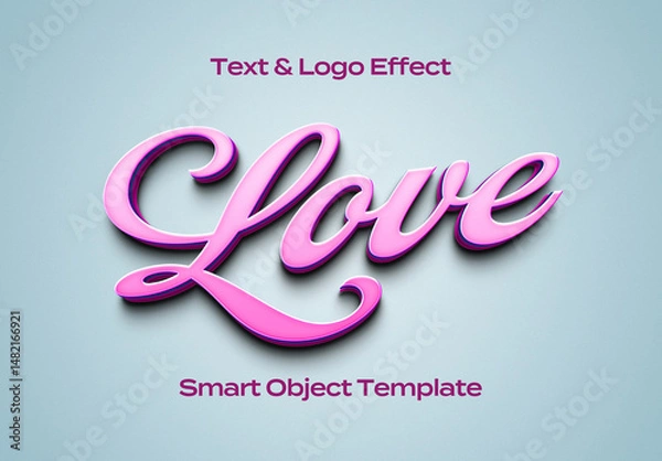 Fototapeta Love Feminine Pink Red Text Logo Style Effect Mockup Logotype Template Shape