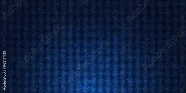 Fototapeta Abstract grid pixel pattern background. Vector illustration element with square, geometric mosaic, texture on dark blue color. Graphic design for digital datum, technology futuristic background
