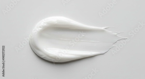 Fototapeta Realistic Photo of White Cream Smear on White Background
