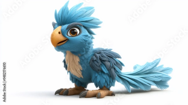 Obraz Cute blue parrot character