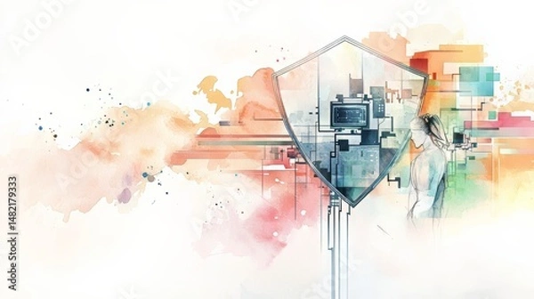 Fototapeta Creating a Secure Digital Realm: The Importance of Cybersecurity and Data Protection in Today's Online World