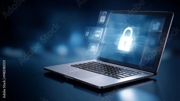 Fototapeta Enhancing Cybersecurity for Your Laptop: The Importance of Data Protection and Encryption Services