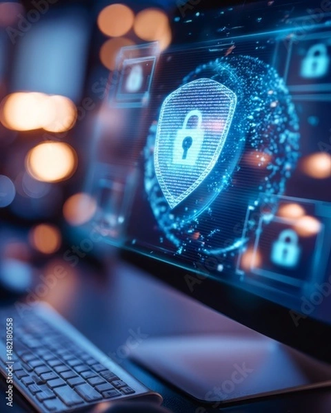 Fototapeta Ensuring Safety in the Digital World: Understanding Cybersecurity, Data Protection, and Encryption Techniques
