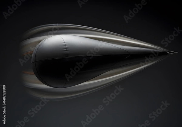 Fototapeta Dynamic metallic object in motion sleek abstract design on dark background