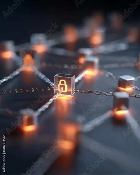 Fototapeta Safeguarding the Digital World: Understanding Cybersecurity with a Secure Locking Mechanism Concept