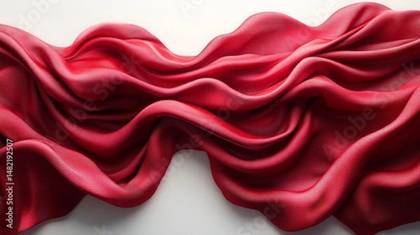 Fototapeta Draped crimson red fabric, flowing and billowing, smooth elegant folds.