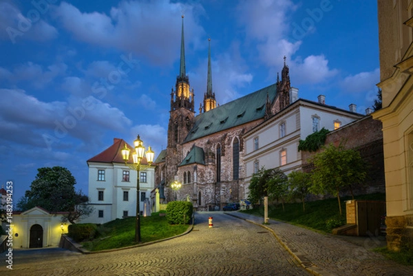 Obraz Brno, Czechia. View of Cathedral of St. Peter and Paul at dusk