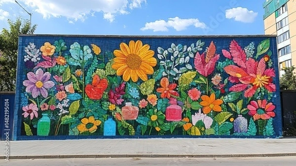 Obraz A vibrant street art mural depicting the importance of recycling and protecting the environment 