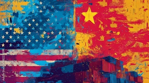 Fototapeta Trade Wars and Flags – The Visual Language of Conflict.