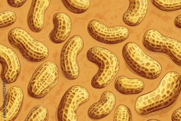 Fototapeta Customizable Peanut-Themed Background for Festive Designs. 