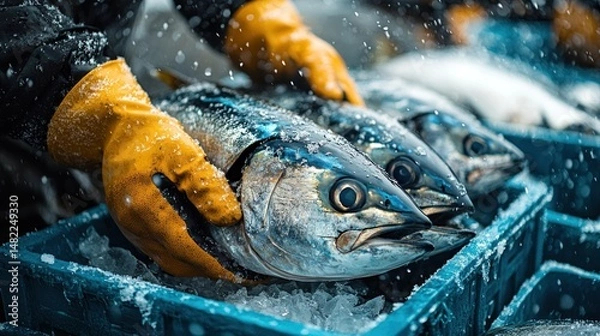 Obraz Fresh tuna being handled