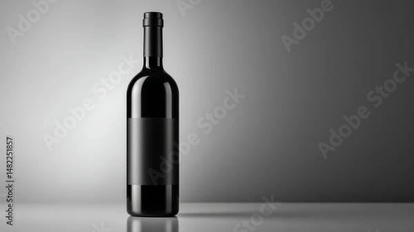 Obraz A sleek black wine bottle against a minimalist backdrop showcases elegance.