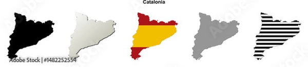 Obraz Catalonia blank (Spain) outline map set