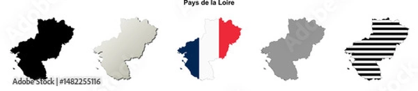 Obraz Pays de la Loire region (France) outline map set