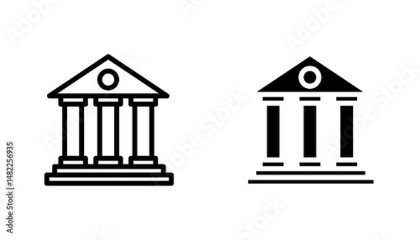 Fototapeta Museum icon in editable stroke and flat vector illustrations