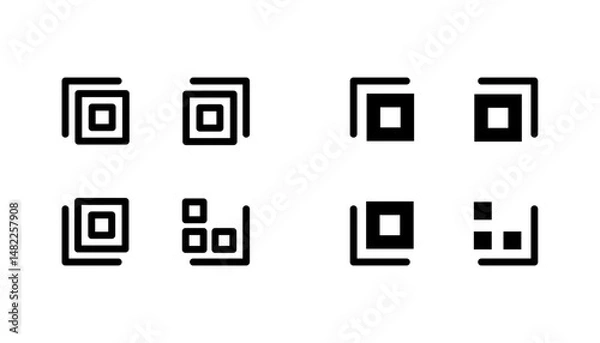 Obraz QR code icon in editable stroke and flat vector illustrations