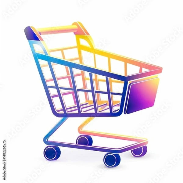 Fototapeta shopping cart icon, modern flat design, vector style, white background, minimalistic