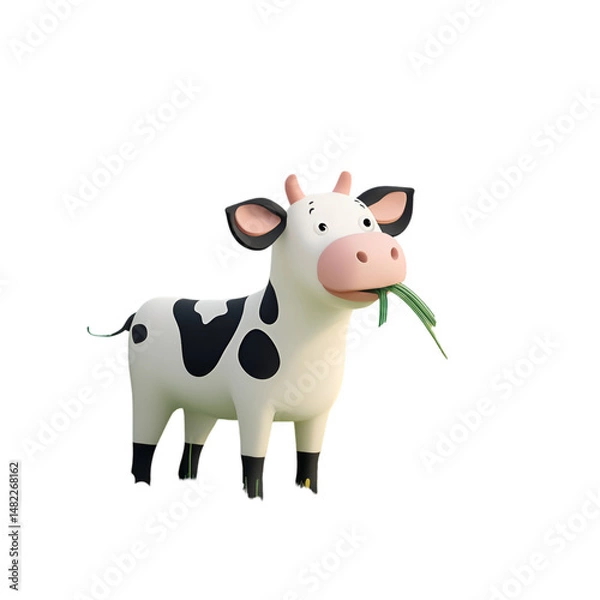 Obraz Playful cow grazing in vibrant meadow digital art whimsical environment cheerful perspective for kids