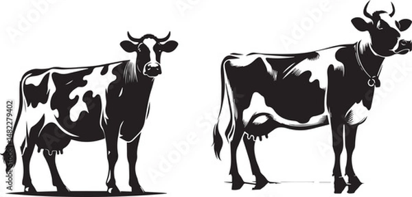 Obraz Cute Farm Cow Cartoon Vector – Cow No 10