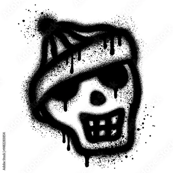 Fototapeta Spray Painted Graffiti skull Sprayed. graffiti skull icon with over spray in black over white. Vector illustration.