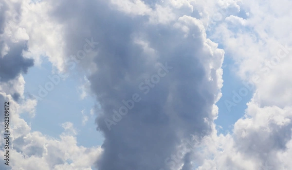 Fototapeta Closeup aerial view of dramatic cloudscape show variety of silhouette form,void and texture with beautiful tropical summer bright blue sky.
