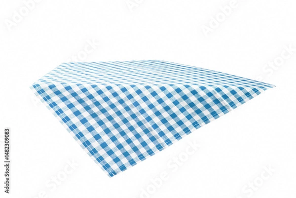 Obraz Blue checkered tablecloth isolated on white