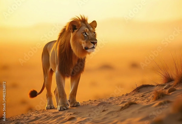Obraz "Desert King: Lion at Sunset"