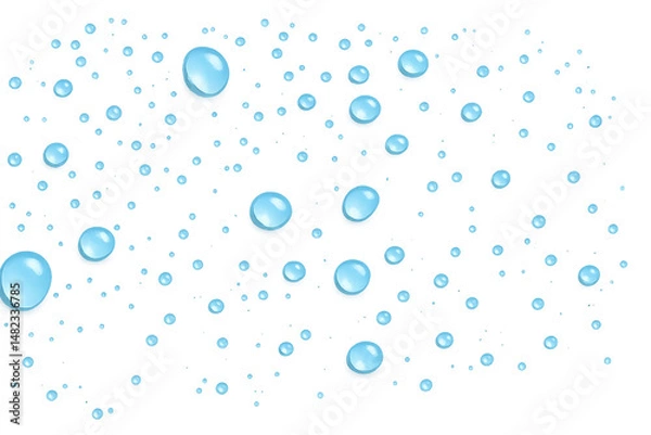 Fototapeta Macro view of glossy water drops on tranparent background, ideal for freshness, skincare, or hydration product concepts.