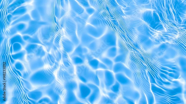 Fototapeta Wavy abstract texture of pool water with glowing reflections, suitable for tropical themes, relaxation, or aquatic designs.