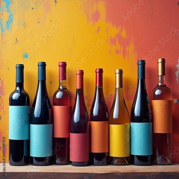 Obraz wine bottles on a shelf