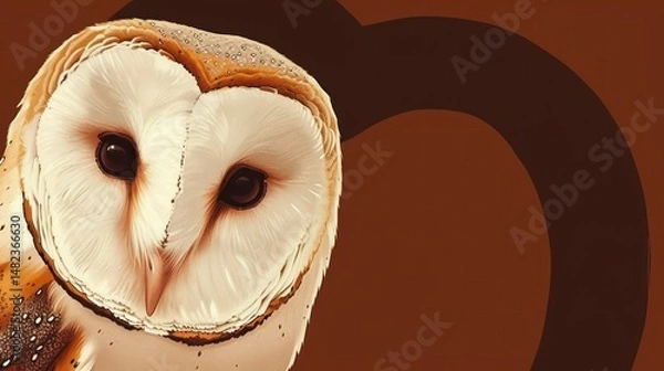 Fototapeta Close-up of a barn owl with soft feathers, intense eyes, wildlife portrait, nocturnal bird, nature beauty, bird of prey, animal close-up, detailed plumage, Copy Space