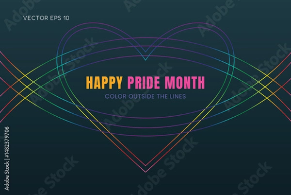 Fototapeta Happy Pride Month Color Outside the Lines Rainbow Heart