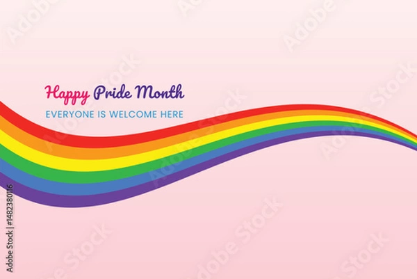 Fototapeta Happy Pride Month Everyone Is Welcome Here Rainbow Wave