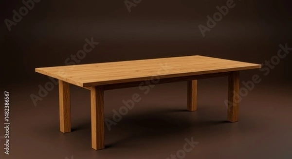 Fototapeta Wooden table in a minimalist setting, showcasing craftsmanship and design